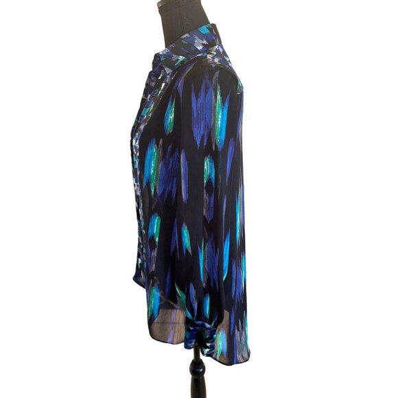 Kirna Zabete Blouse Abstract Pattern Hi Low City Classic Formal Party Office - Picture 5 of 11